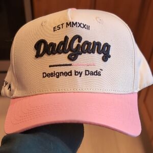 Dad Gang Snap back Hat In Pink and Cream